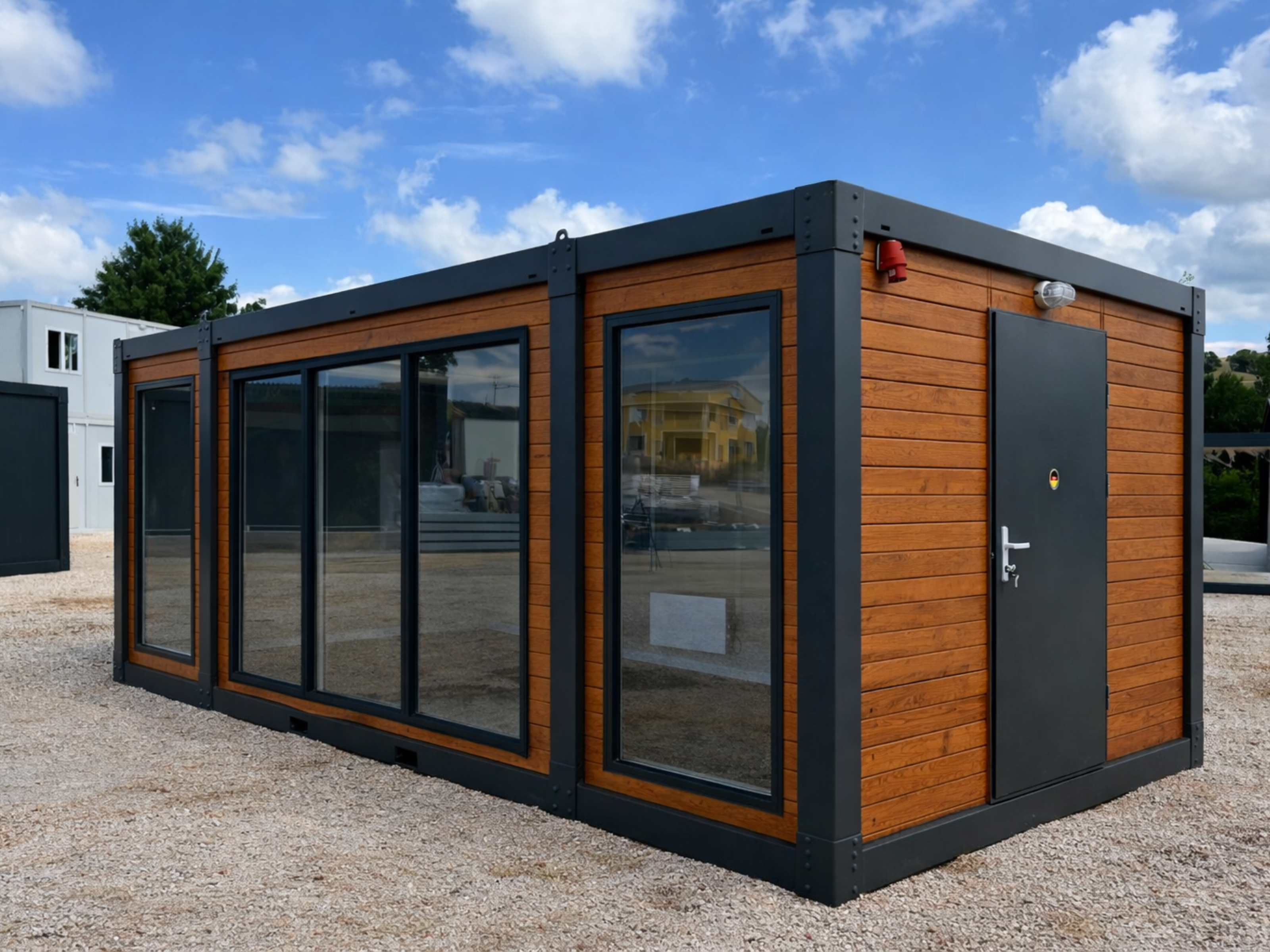 Bürocontainer Nord mit vollverglaster Front